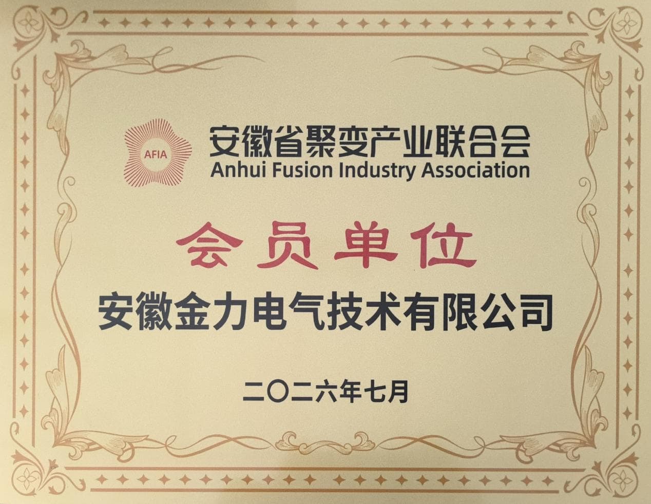 Anhui Jinli tornou-se oficialmente membro da Associação da Indústria de Fusão de Anhui